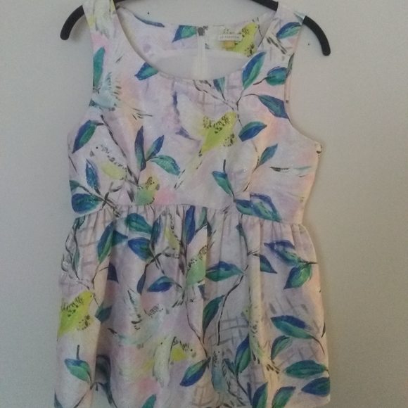 Anthropologie Leifsdottir Sleeveless Metallic Brocade Parakeet Peplum Top - Picture 3 of 7